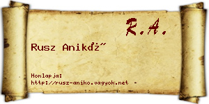 Rusz Anikó névjegykártya