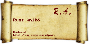 Rusz Anikó névjegykártya